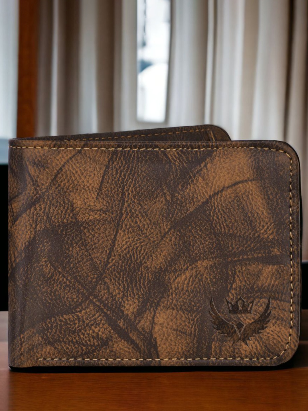 

LORENZ Men Abstract Printed PU Two Fold Wallet, Brown