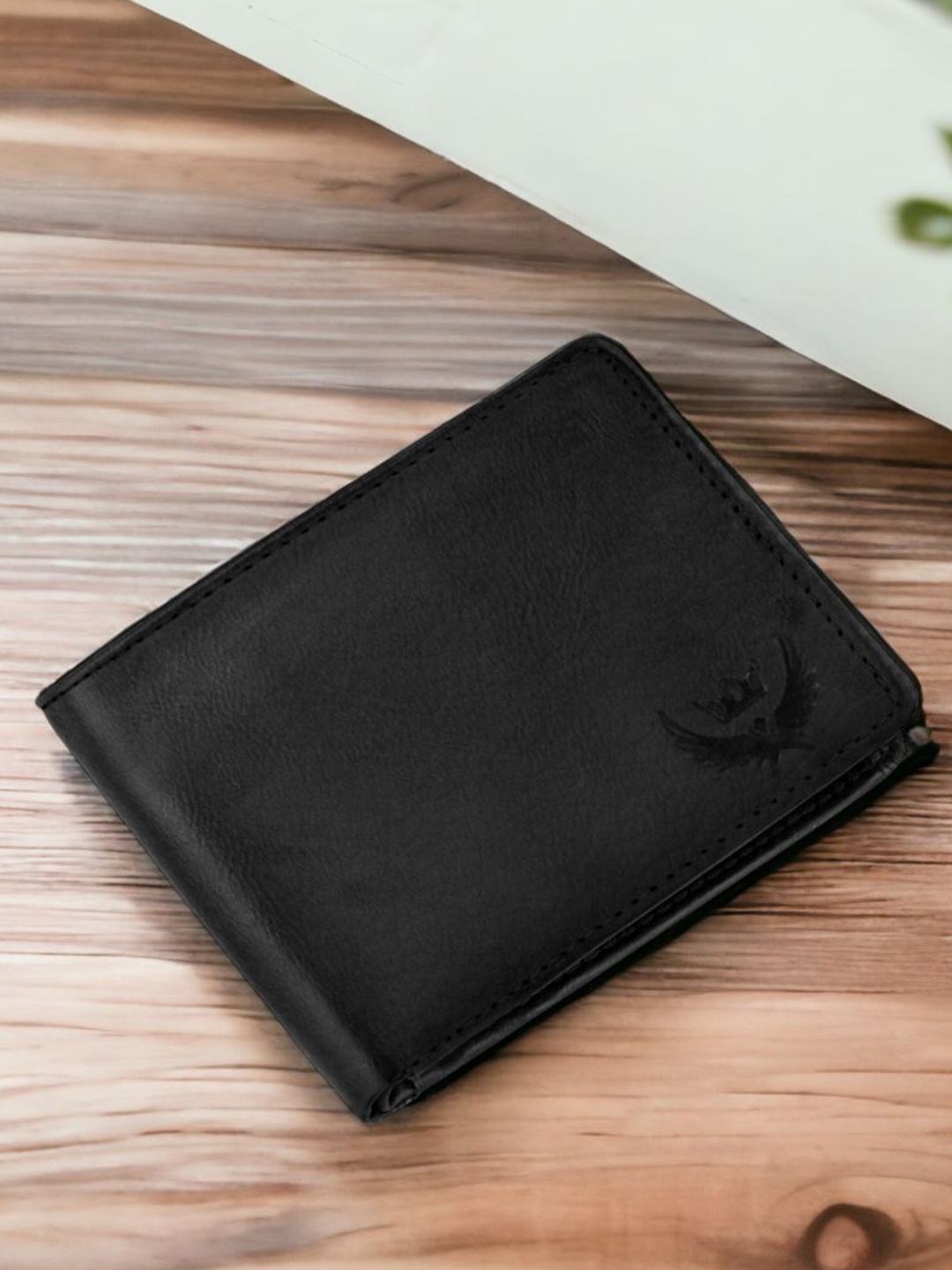 

LORENZ Men PU Two Fold Wallet, Black
