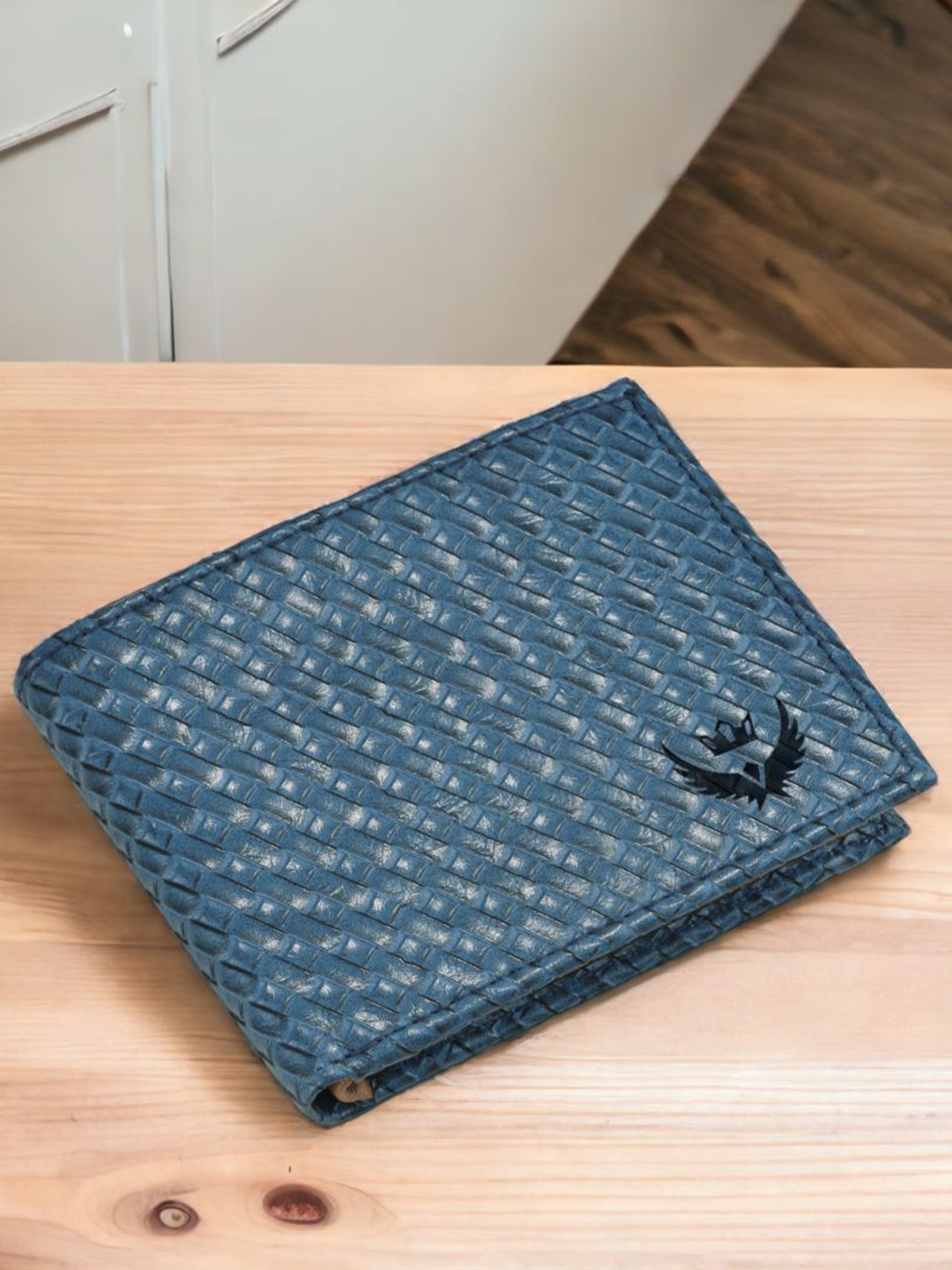 

LORENZ Men Textured PU Two Fold Wallet, Blue
