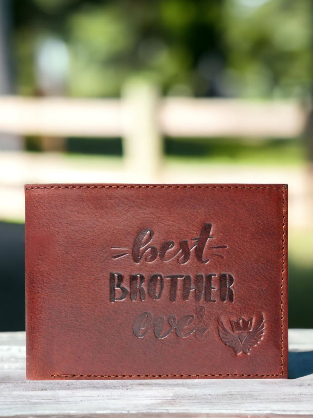 

LORENZ Men Typography Textured Leather Two Fold Wallet, Brown