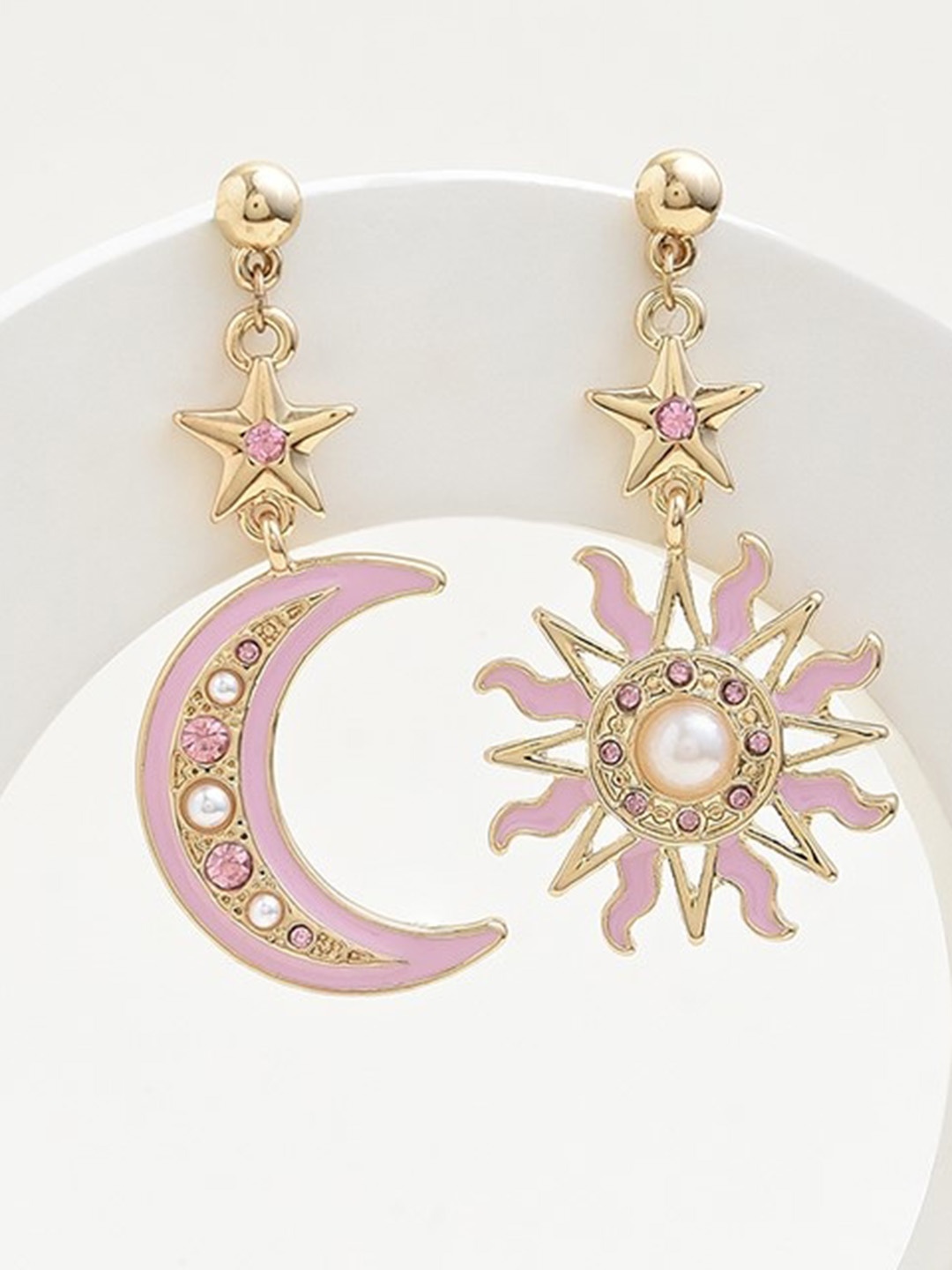

Lilly & sparkle Gold-Plated Contemporary Drop Earrings, Pink