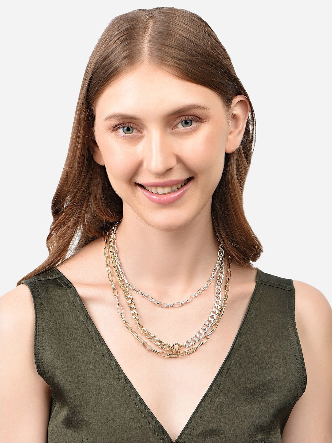 

Lilly & sparkle Gold-Plated Three Layered Necklace