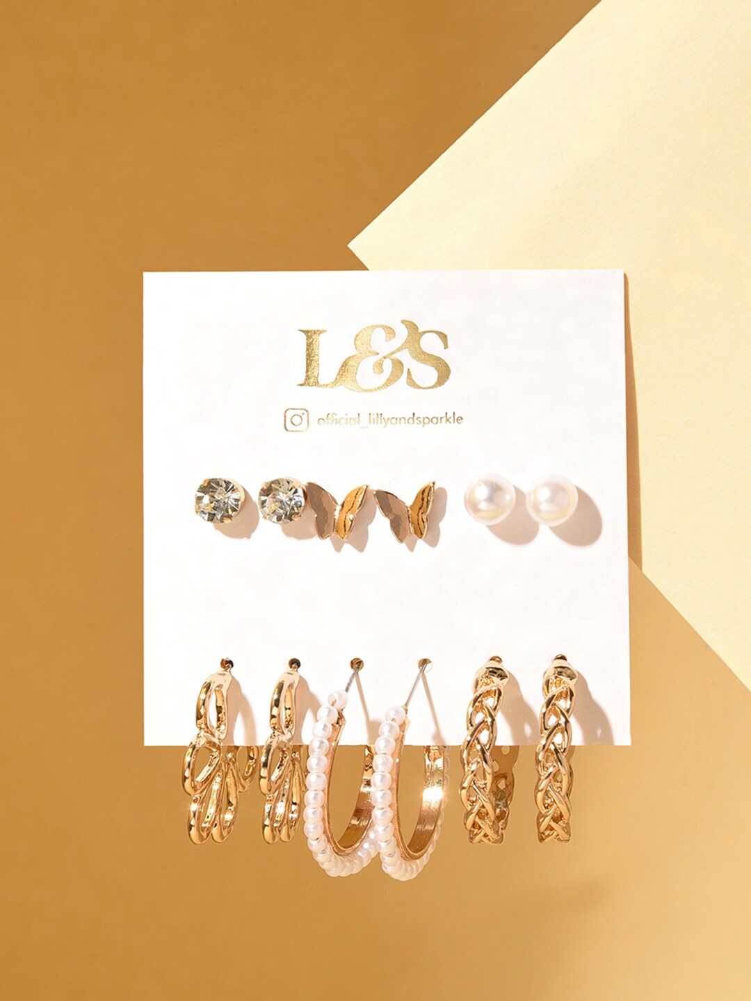 

Lilly & sparkle Set Of 6 Gold-Plated Hoops & Stud Earrings
