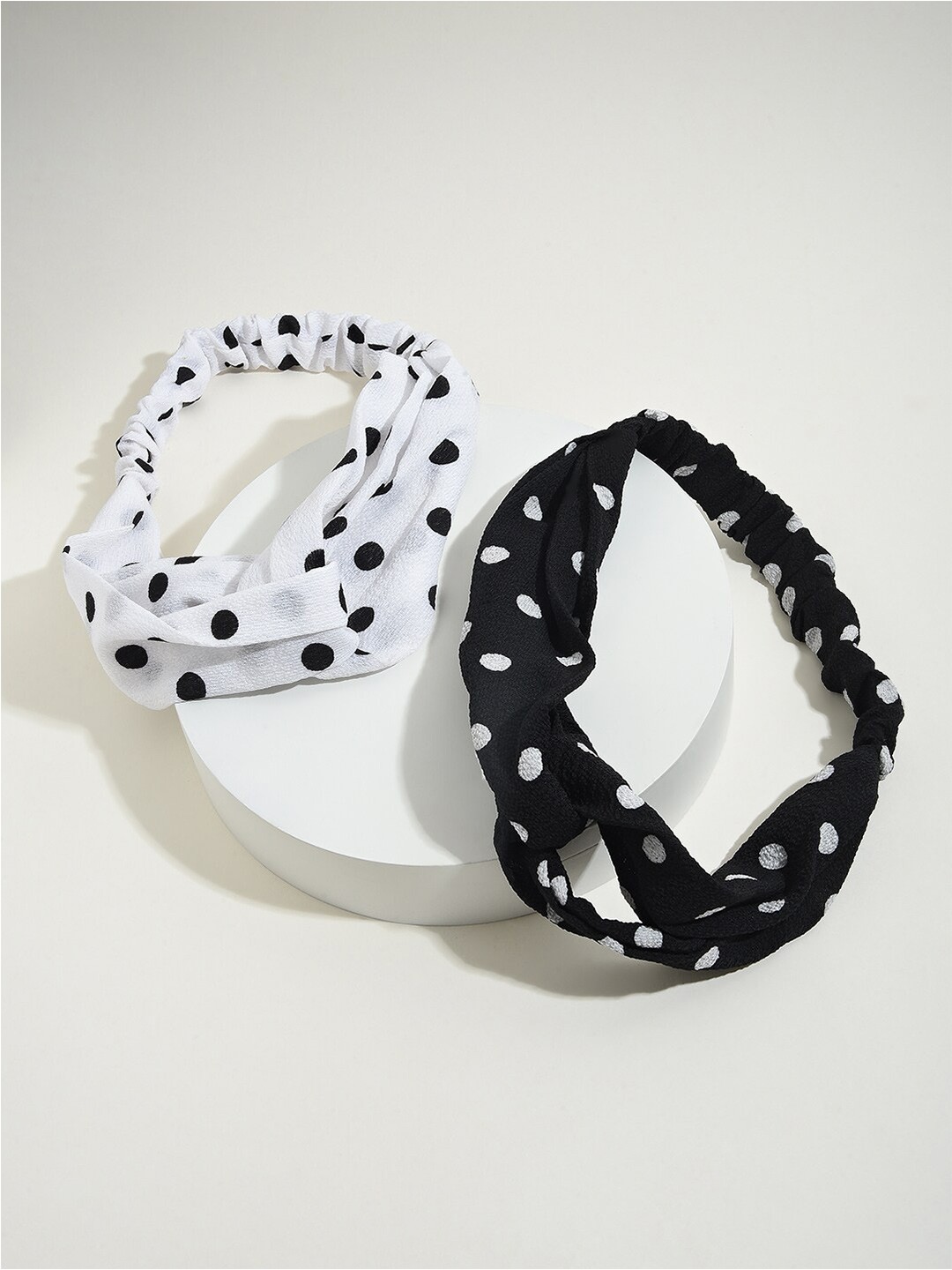 

Lilly & sparkle Set Of 2 Polka Dot Printed Hairband, White