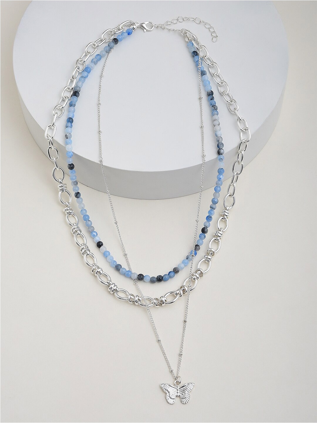 

Lilly & sparkle Silver-Plated Butterfly Charm Layered Necklace