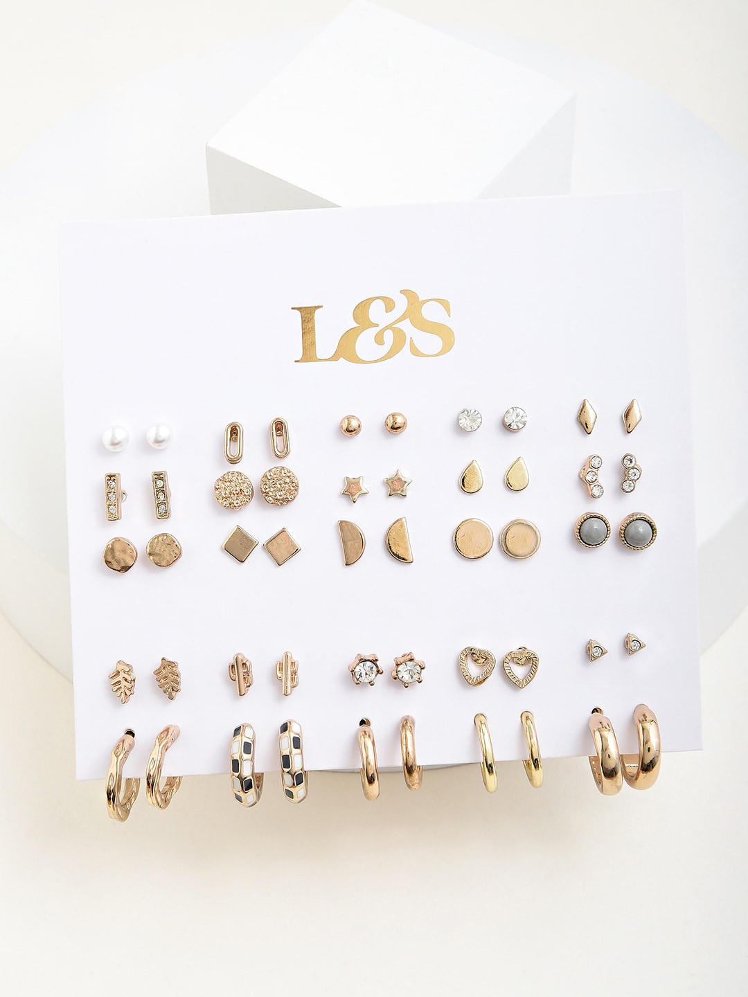 

Lilly & sparkle Set Of 25 Gold-Plated Hoop & Studs Earrings