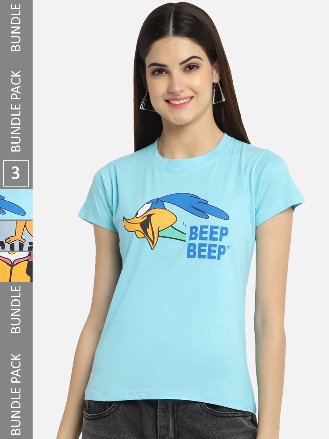 

BAESD Pack Of 3 Graphic Printed Cotton T-shirts, Blue