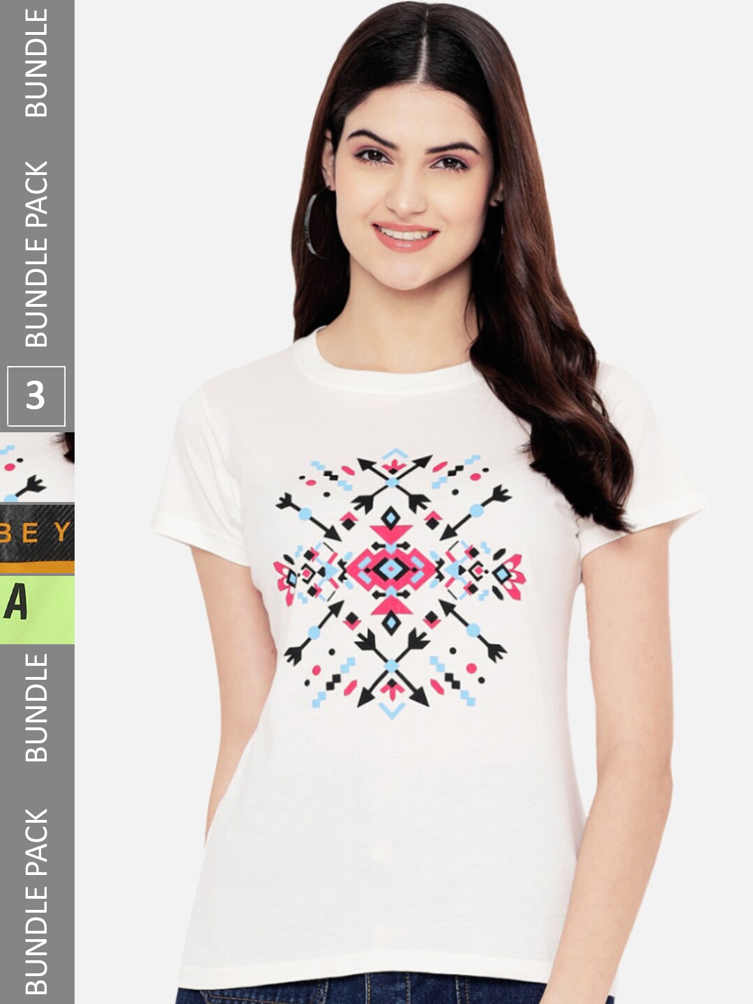 

BAESD Pack Of 3 Printed Pure Cotton T-shirt, White