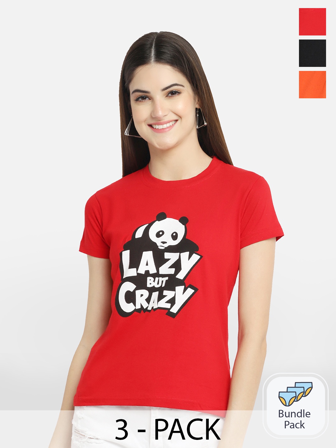 

BAESD Pack Of 3 Printed Cotton T-shirt, Red