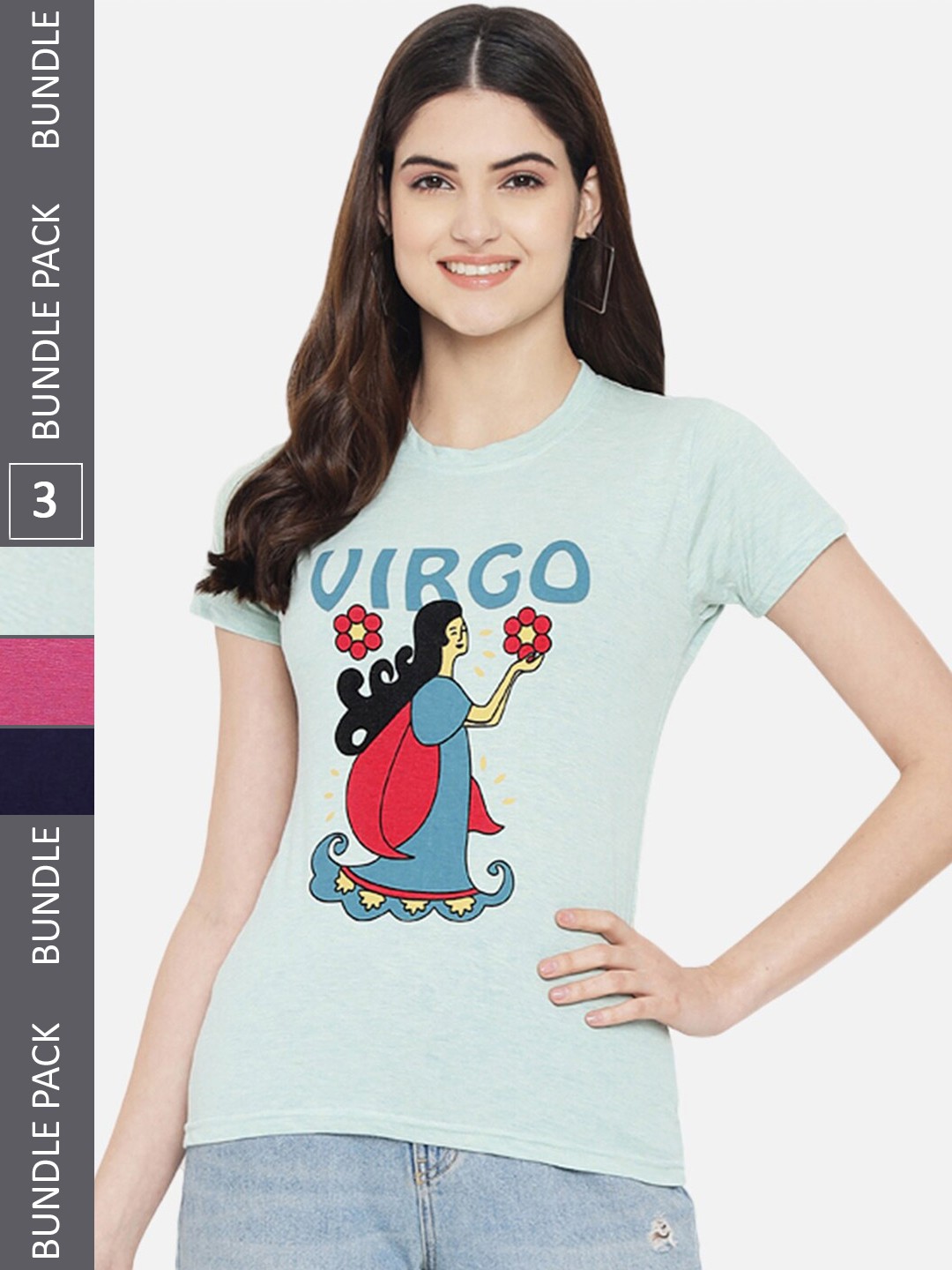 

BAESD Pack Of 3 Graphic Printed Cotton T-shirt, Sea green