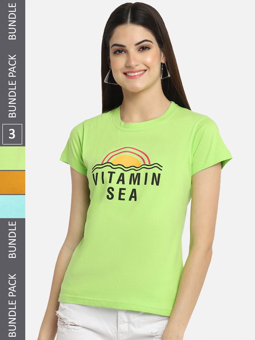 

BAESD Pack Of 3 Printed Cotton T-Shirt, Green