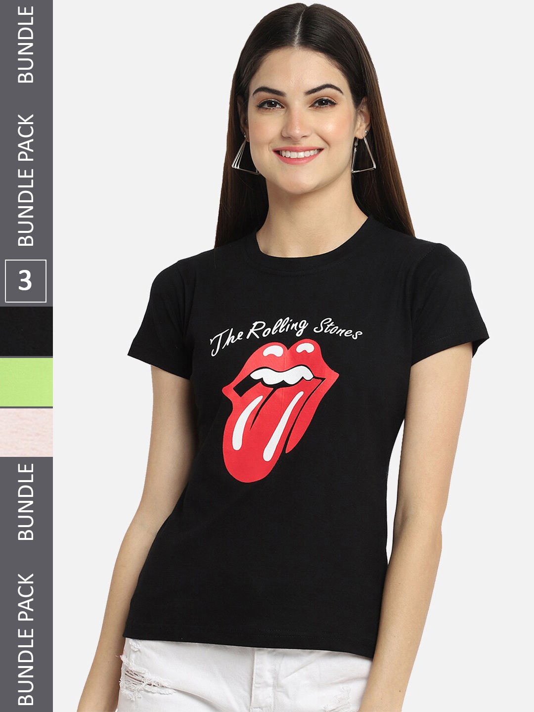 

BAESD Pack Of 3 Printed Cotton T-Shirts, Black