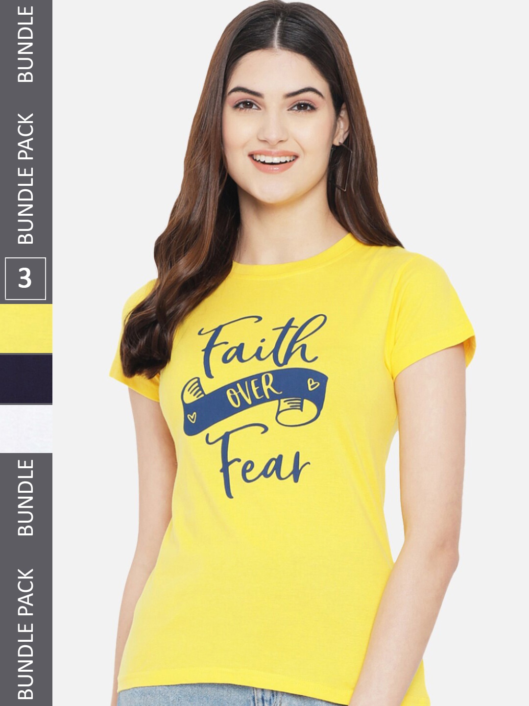 

BAESD Pack of 3 Printed Cotton T-shirt, Yellow