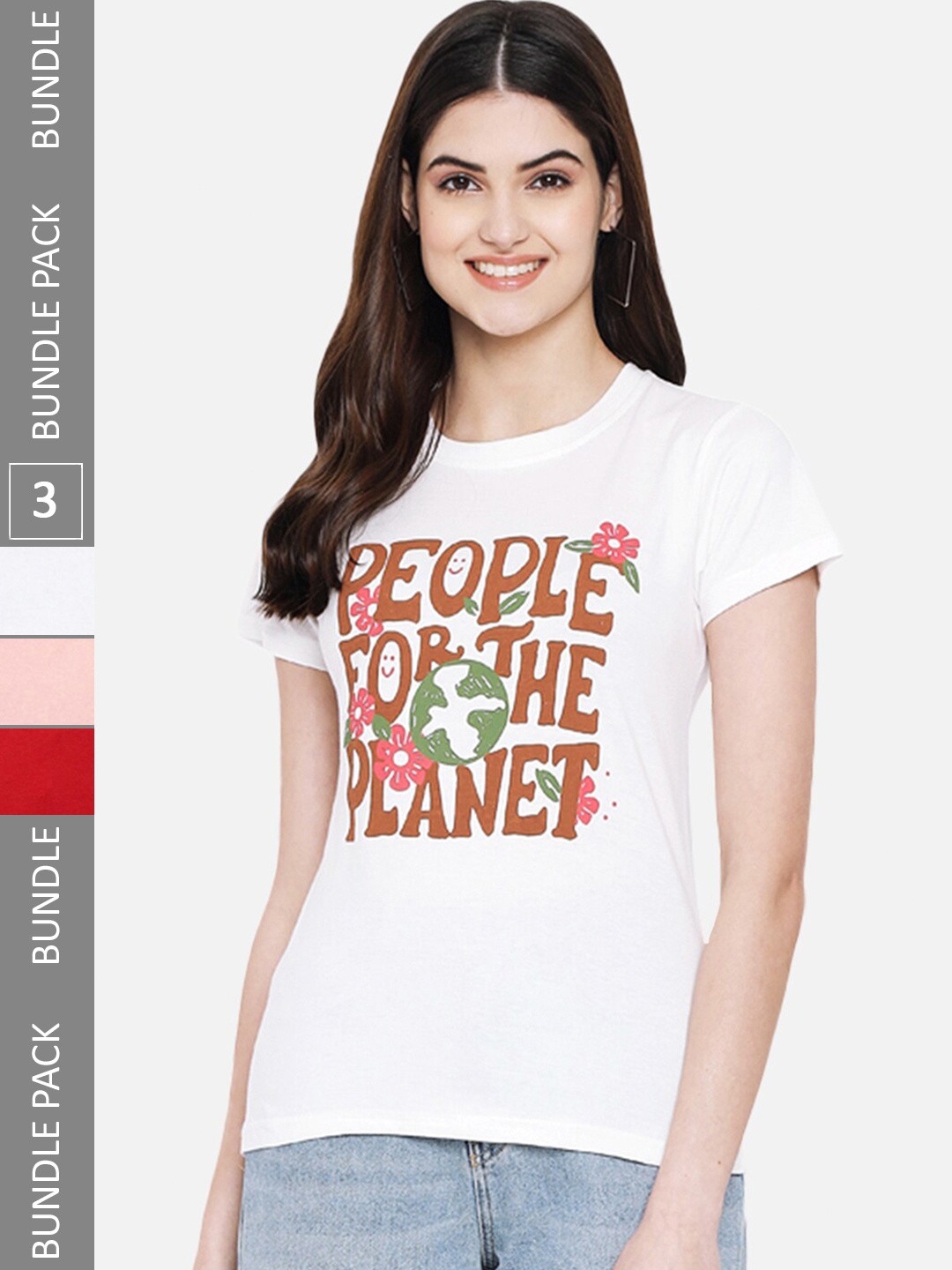 BAESD Pack Of 3 Graphic Printed Cotton T-Shirt, White