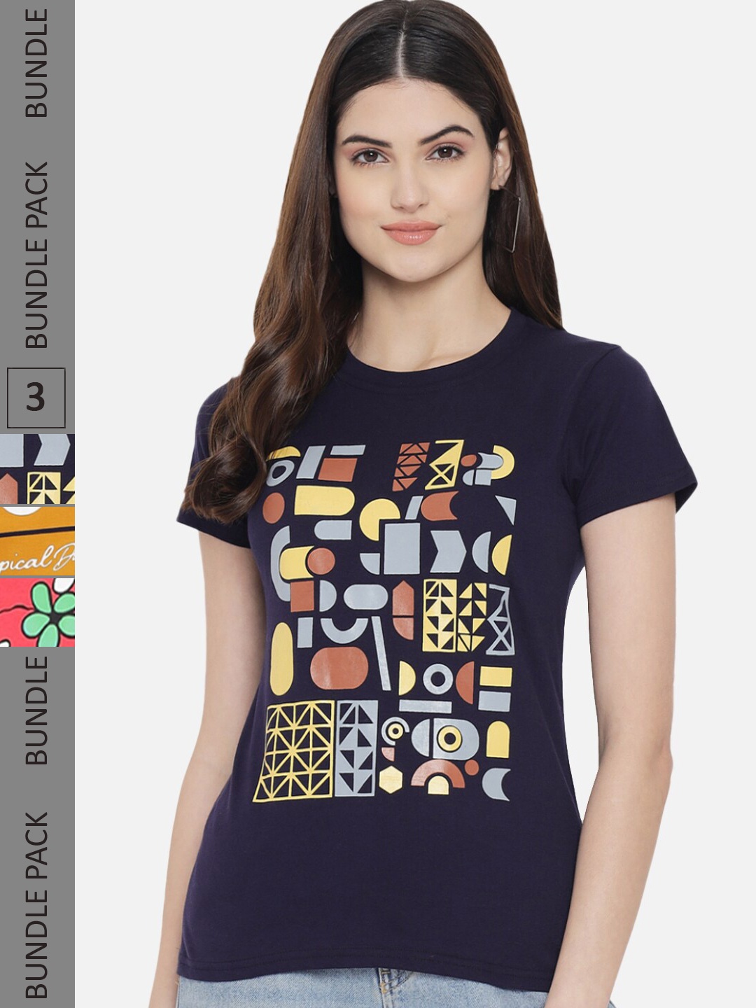 

BAESD Pack Of 3 Graphic Printed Cotton T-Shirt, Black