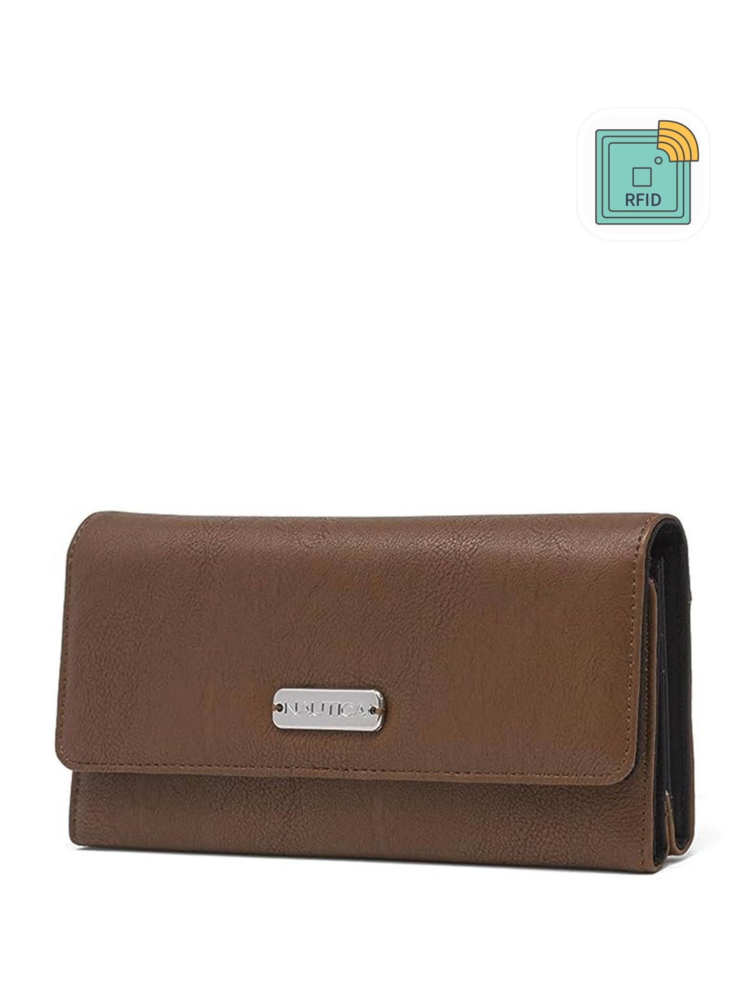 

Nautica Women RFID Long Three Fold Wallet, Brown