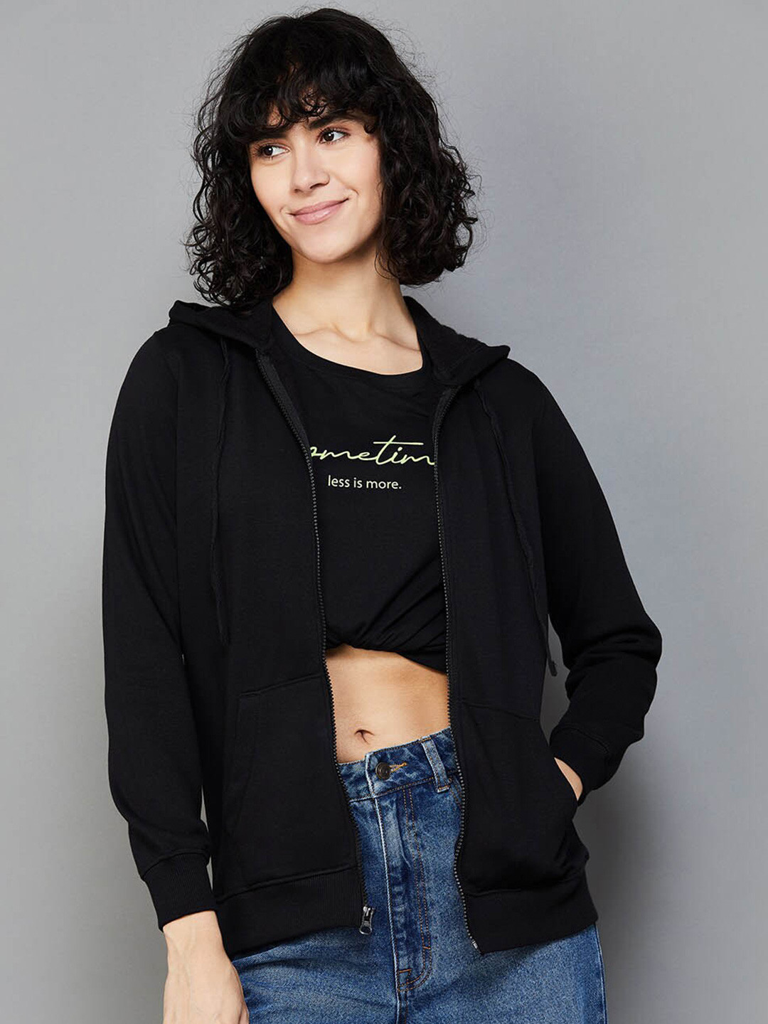 

Fame Forever by Lifestyle Hooded Front-Open Sweatshirt, Black