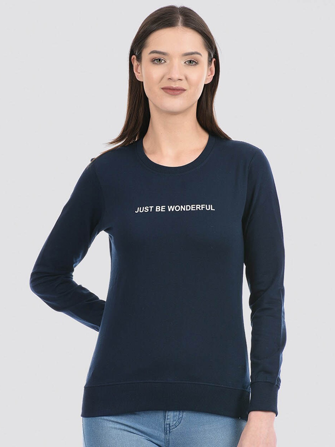 

Cloak & Decker by Monte Carlo Typography Printed Round Neck Cotton Pullover Sweatshirt, Navy blue