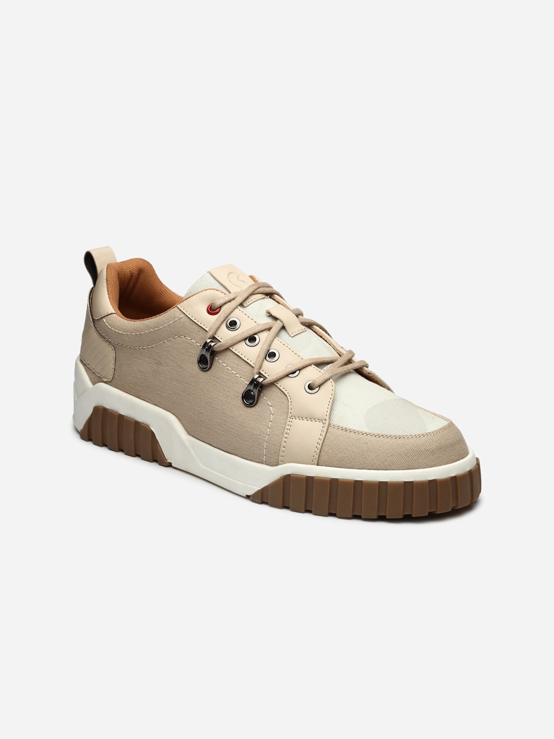 

SOLETHREADS REBEL Men Textured Contrast Sole Sneakers, Beige