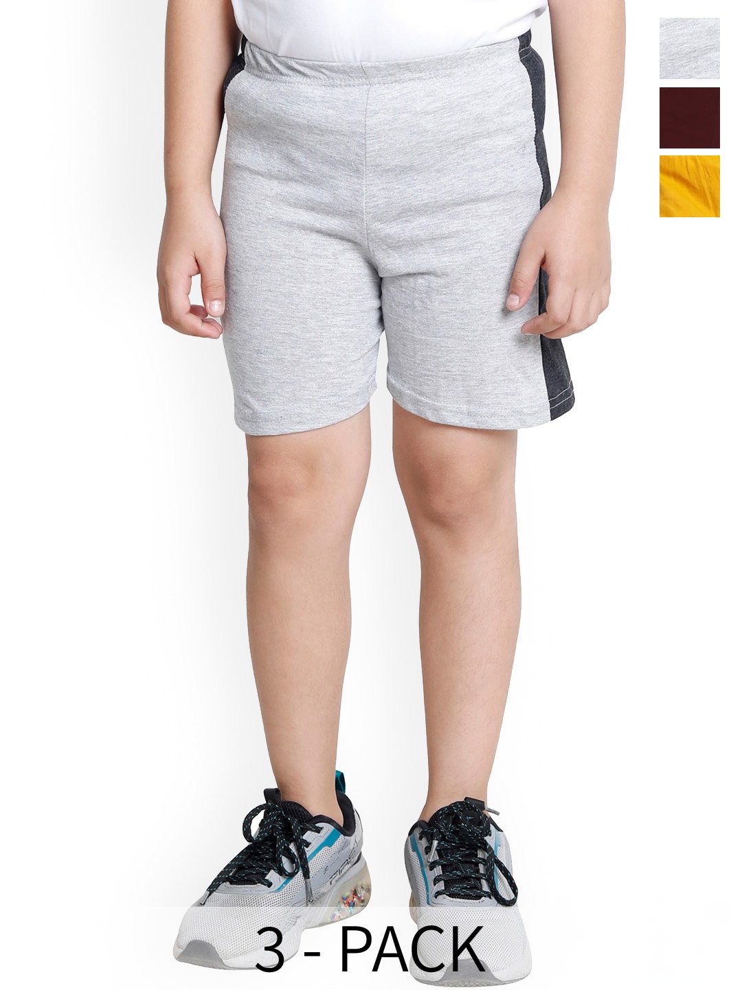 

BAESD Boys Pack of 3 High Rise Pure Cotton Shorts, Grey