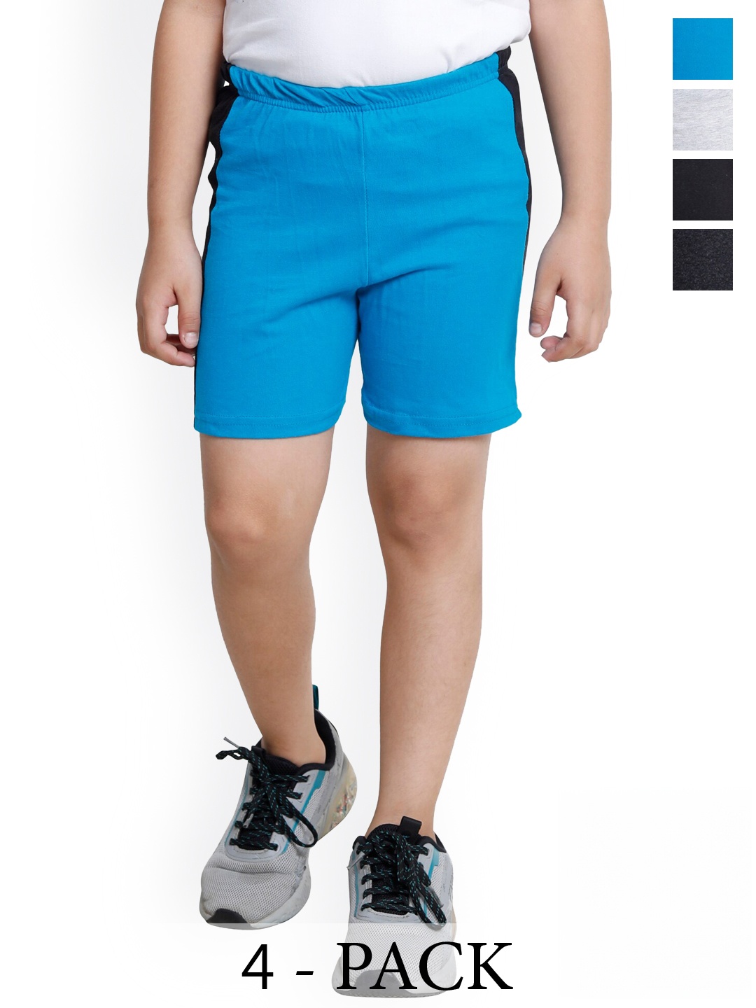 

BAESD Boys Pack of 4 Colourblocked High-Rise Cotton Regular Shorts, Blue