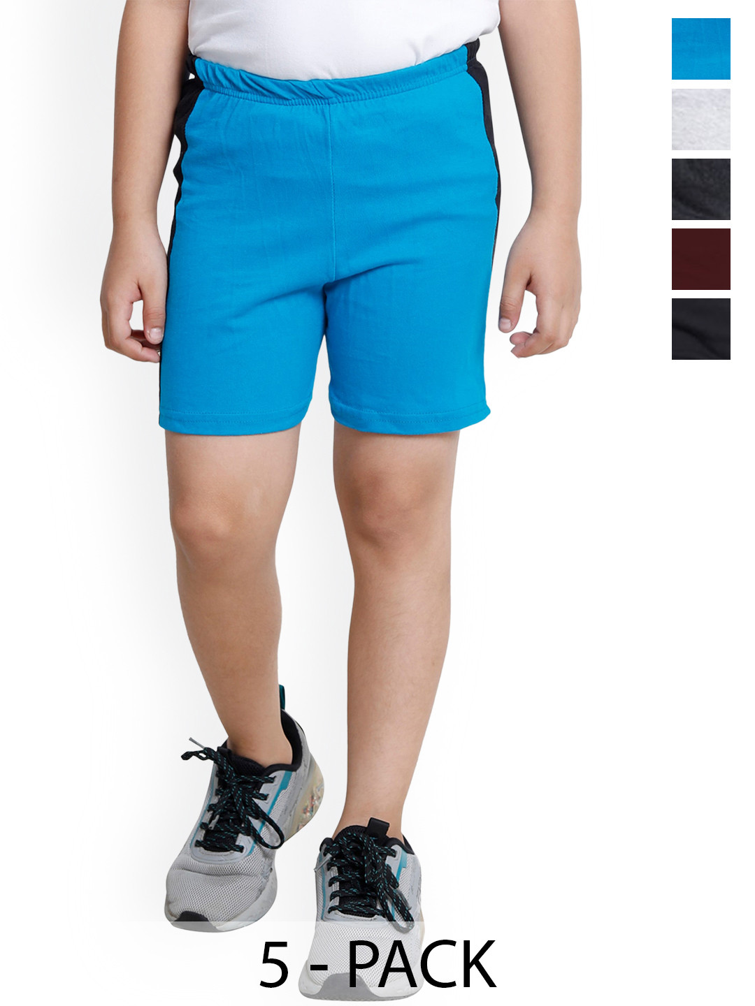 

BAESD Boys Pack Of 5 High-Rise Pure Cotton Shorts, Turquoise blue