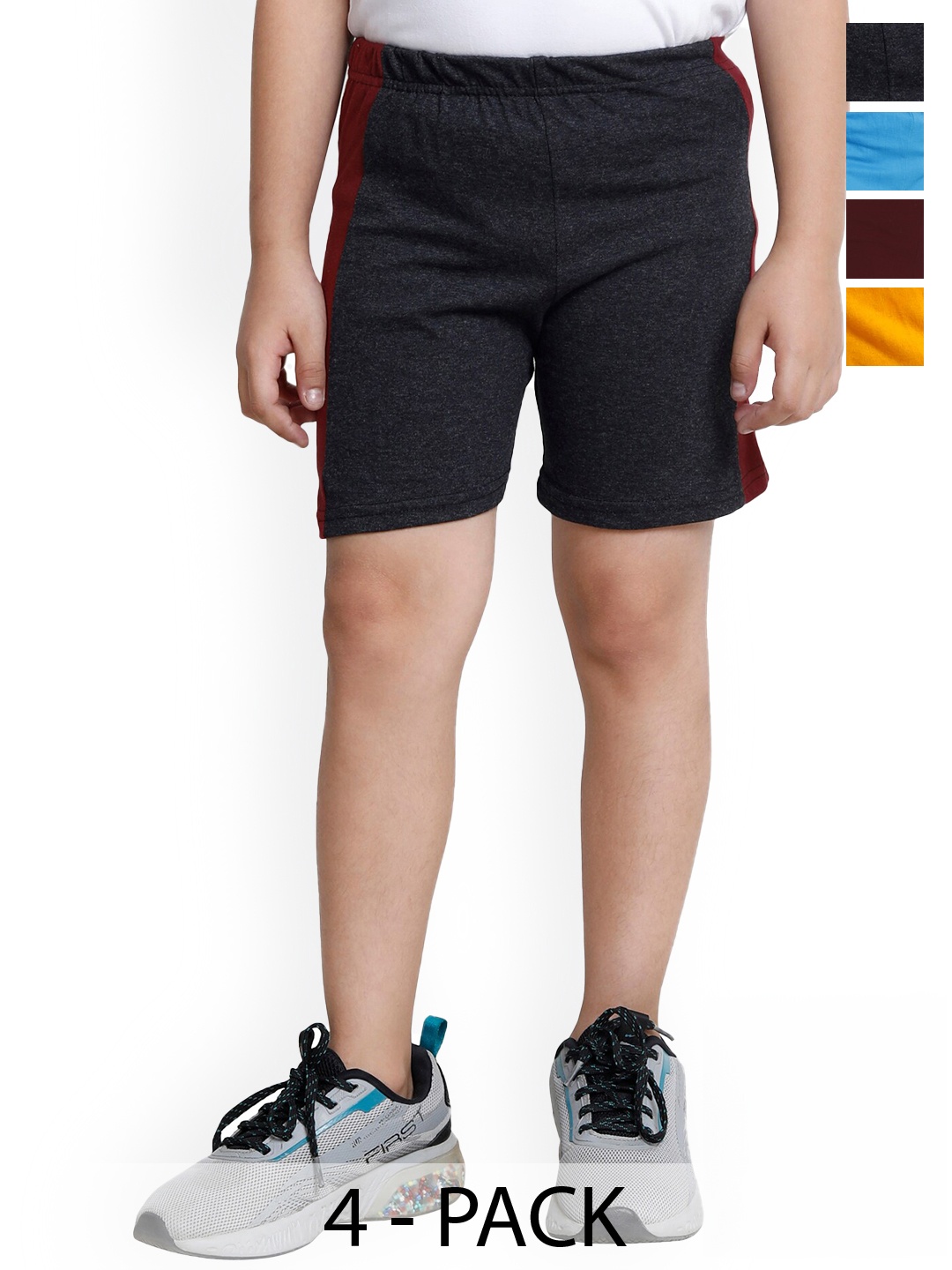 

BAESD Boys Pack Of 4 High Rise Pure Cotton Shorts, Charcoal