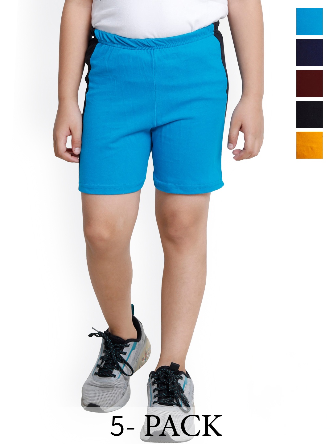 

BAESD Boys Pack Of 5 High Rise Pure Cotton Shorts, Blue