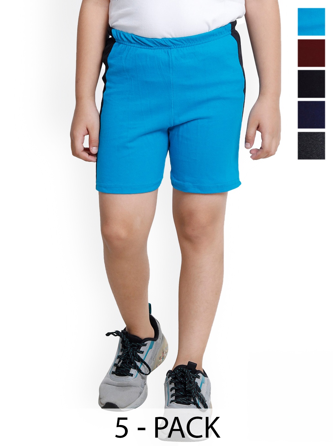 

BAESD Boys Pack Of 5 High Rise Pure Cotton Shorts, Blue