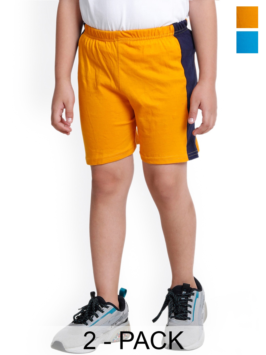 BAESD Boys Pack Of 2 High Rise Cotton Sports Shorts, Yellow