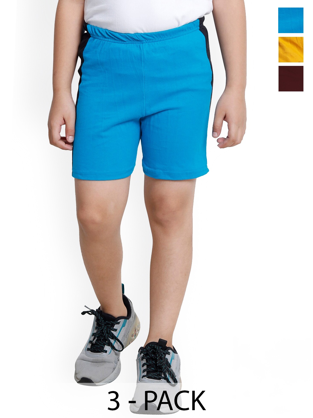

BAESD Boys Pack Of 3 High-Rise Pure Cotton Regular Shorts, Blue