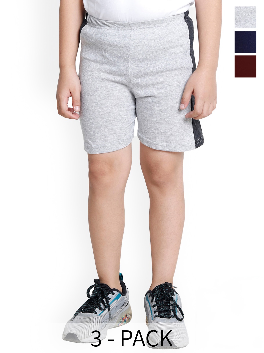 

BAESD Boys Pack Of 3 High-Rise Pure Cotton Regular Shorts, Grey