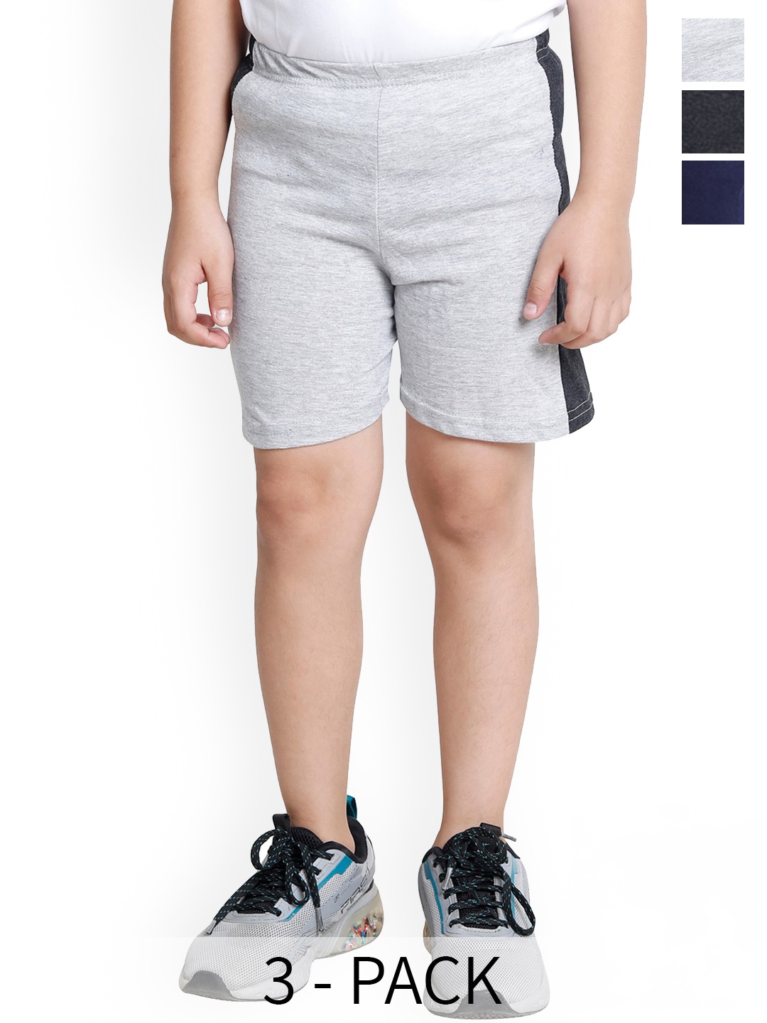 

BAESD Boys Pack Of 3 High-Rise Pure Cotton Regular Shorts, Grey