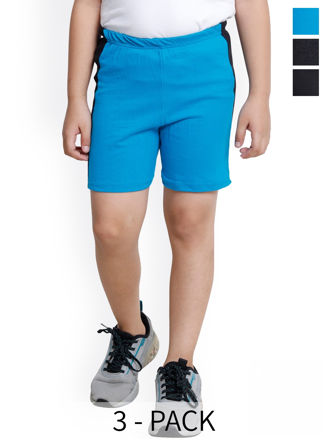 

BAESD Boys Pack Of 3 High-Rise Pure Cotton Shorts, Blue