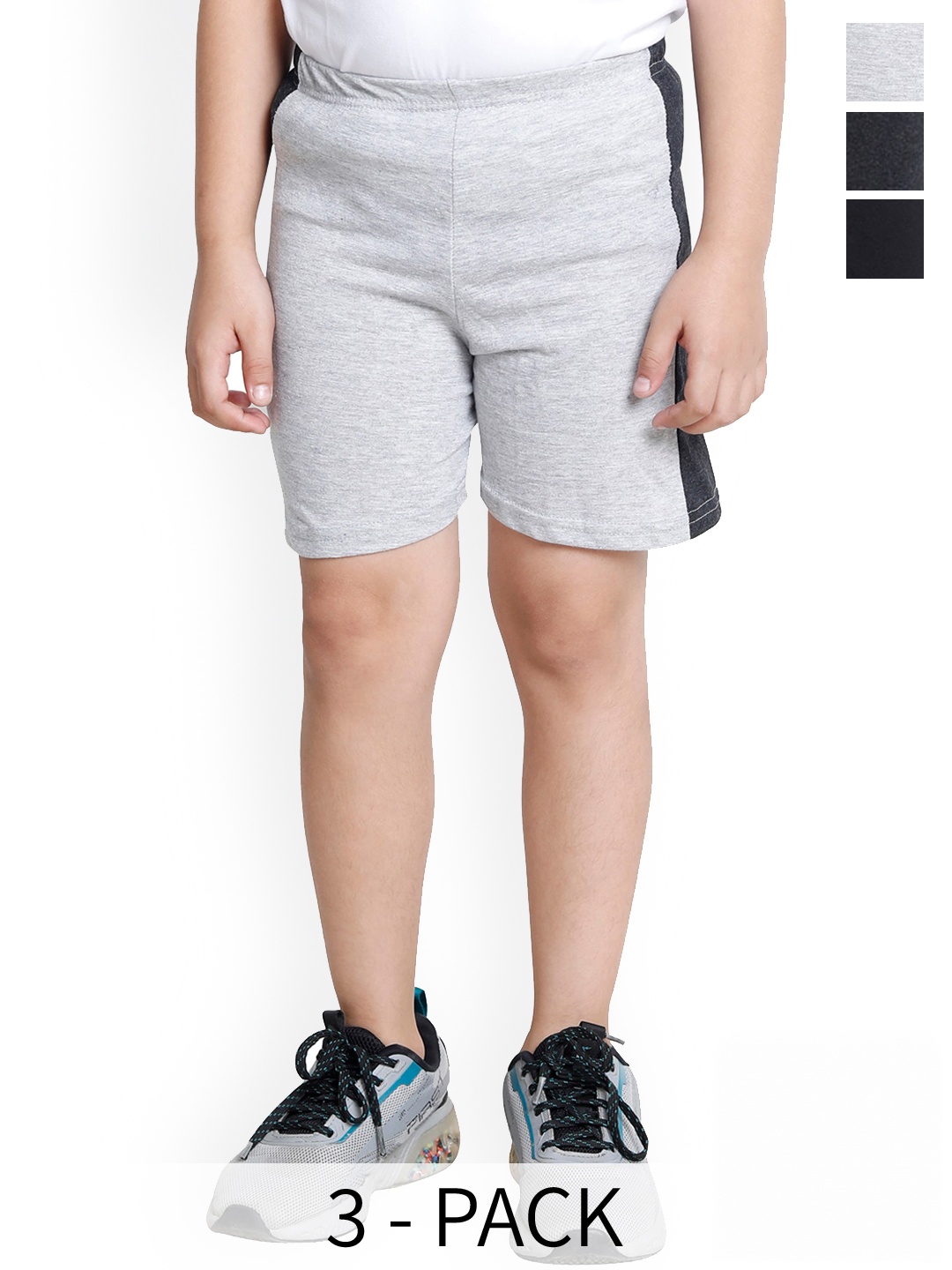 

BAESD Boys Pack Of 3 High-Rise Pure Cotton Shorts, Grey