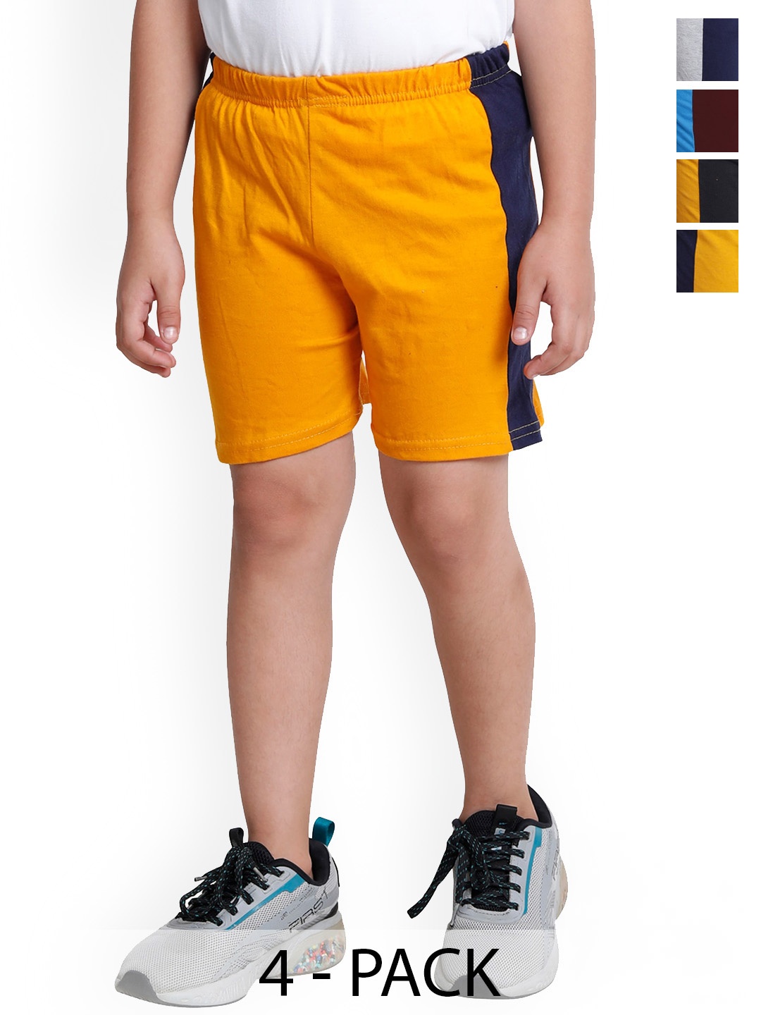 

BAESD Boys Pack Of 4 High-Rise Pure Cotton Shorts, Yellow