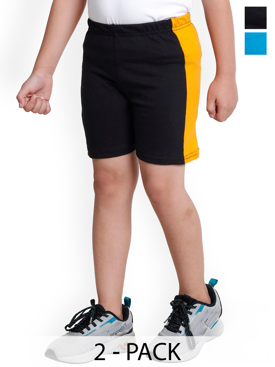 

BAESD Boys Pack of 2 Side Tape Pure Cotton Regular Shorts, Black