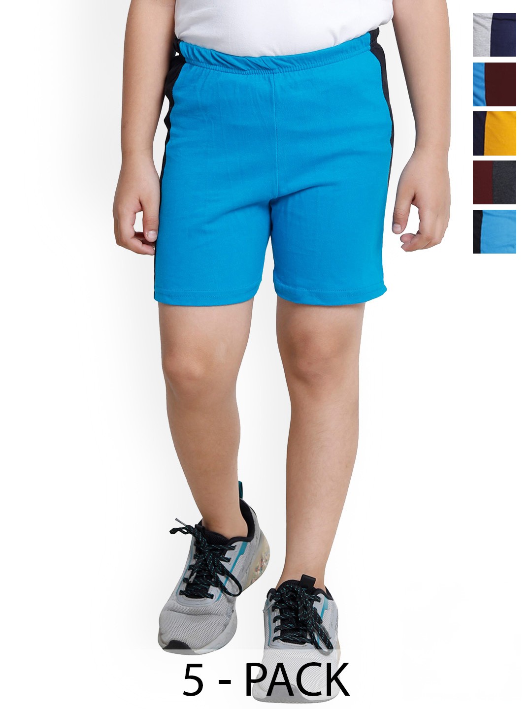 

BAESD Boys Pack Of 5 High-Rise Pure Cotton Shorts, Blue
