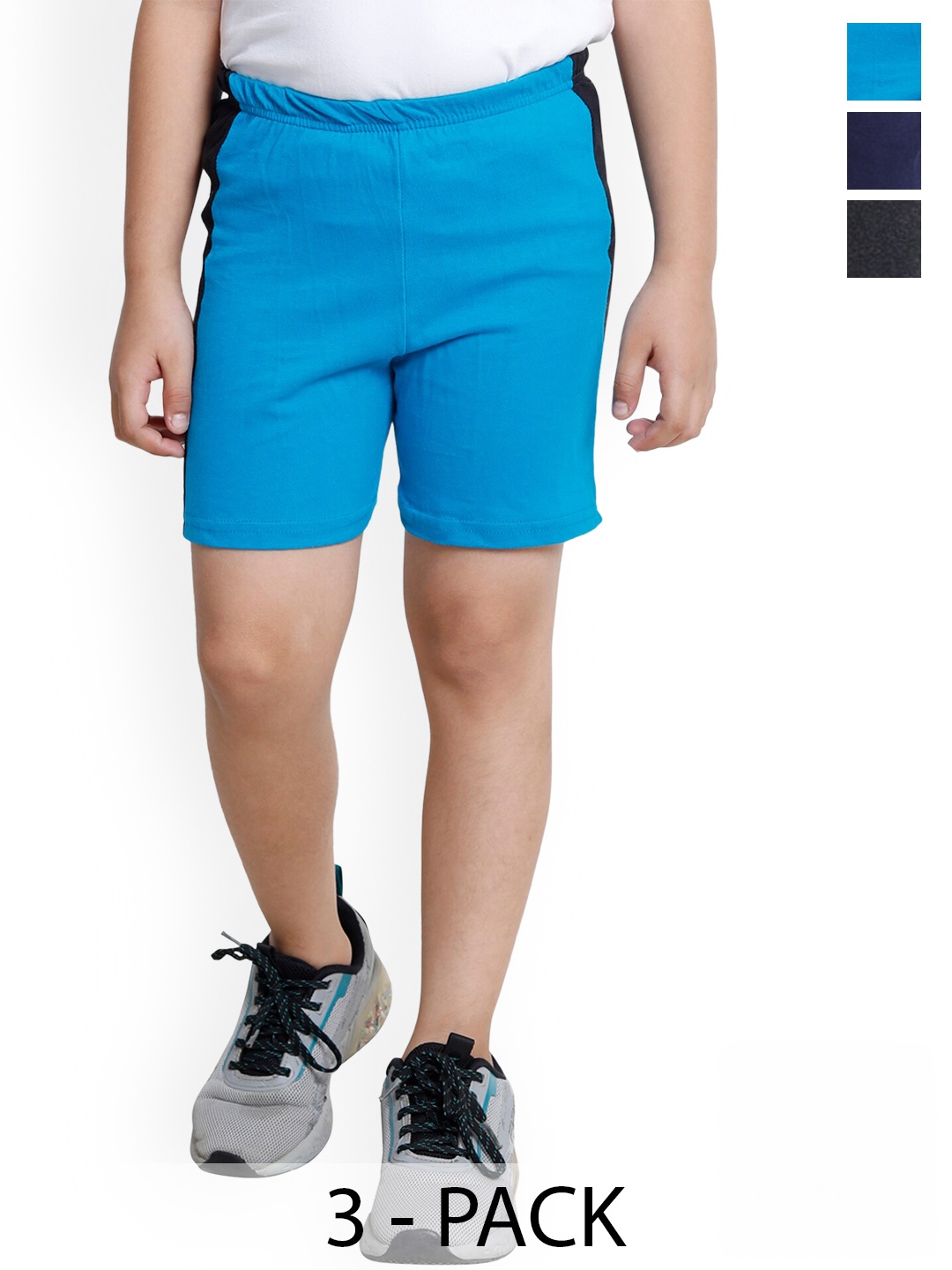 

BAESD Boys Pack Of 3 Pure Cotton High-Rise Shorts, Blue