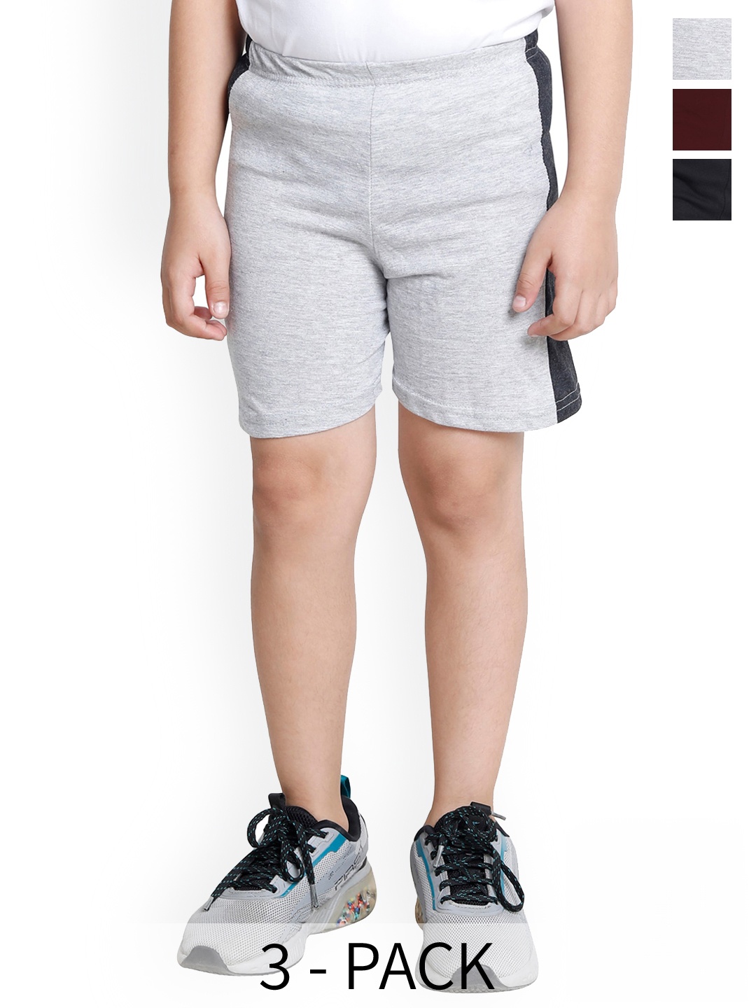 

BAESD Boys Pack Of 3 High-Rise Pure Cotton Shorts, Grey