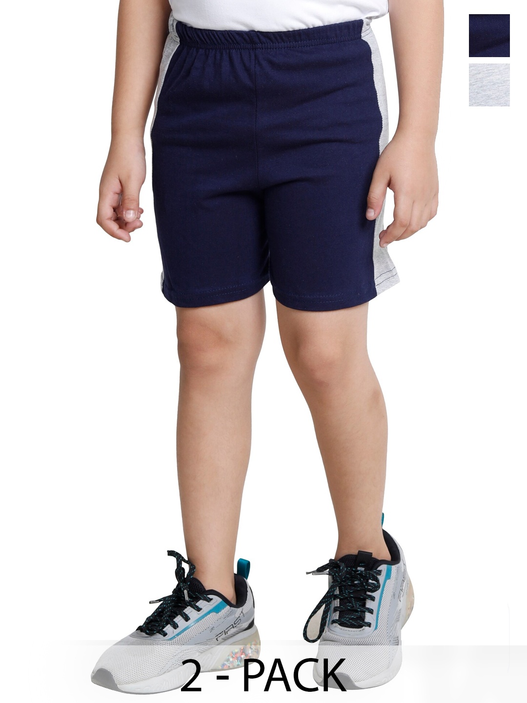 

BAESD Boys Pack Of 2 High-Rise Pure Cotton Shorts, Navy blue