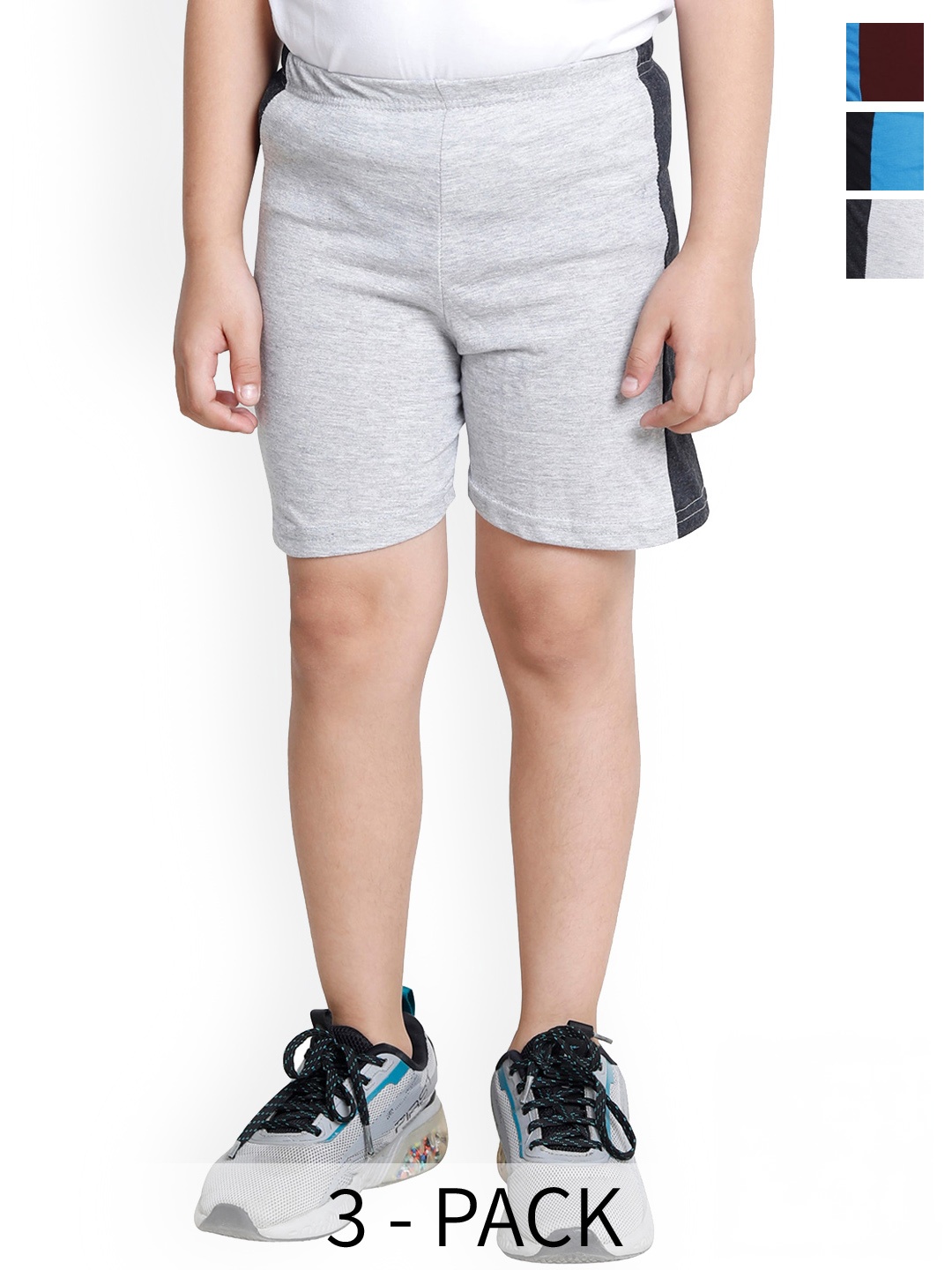

BAESD Boys Pack of 3 Striped High-Rise Cotton Shorts, Multi