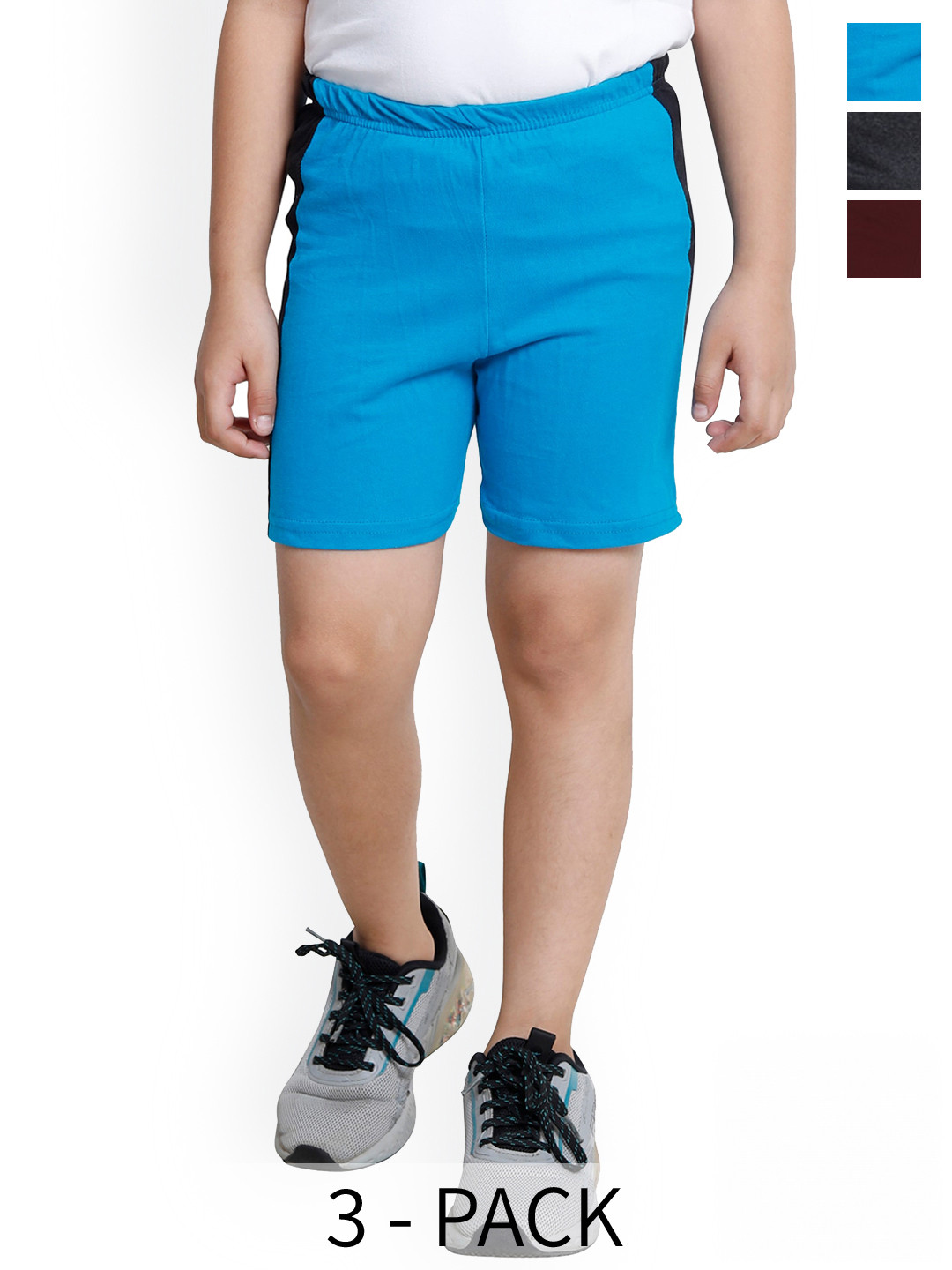 

BAESD Boys Pack Of 3 High Rise Pure Cotton Shorts, Blue