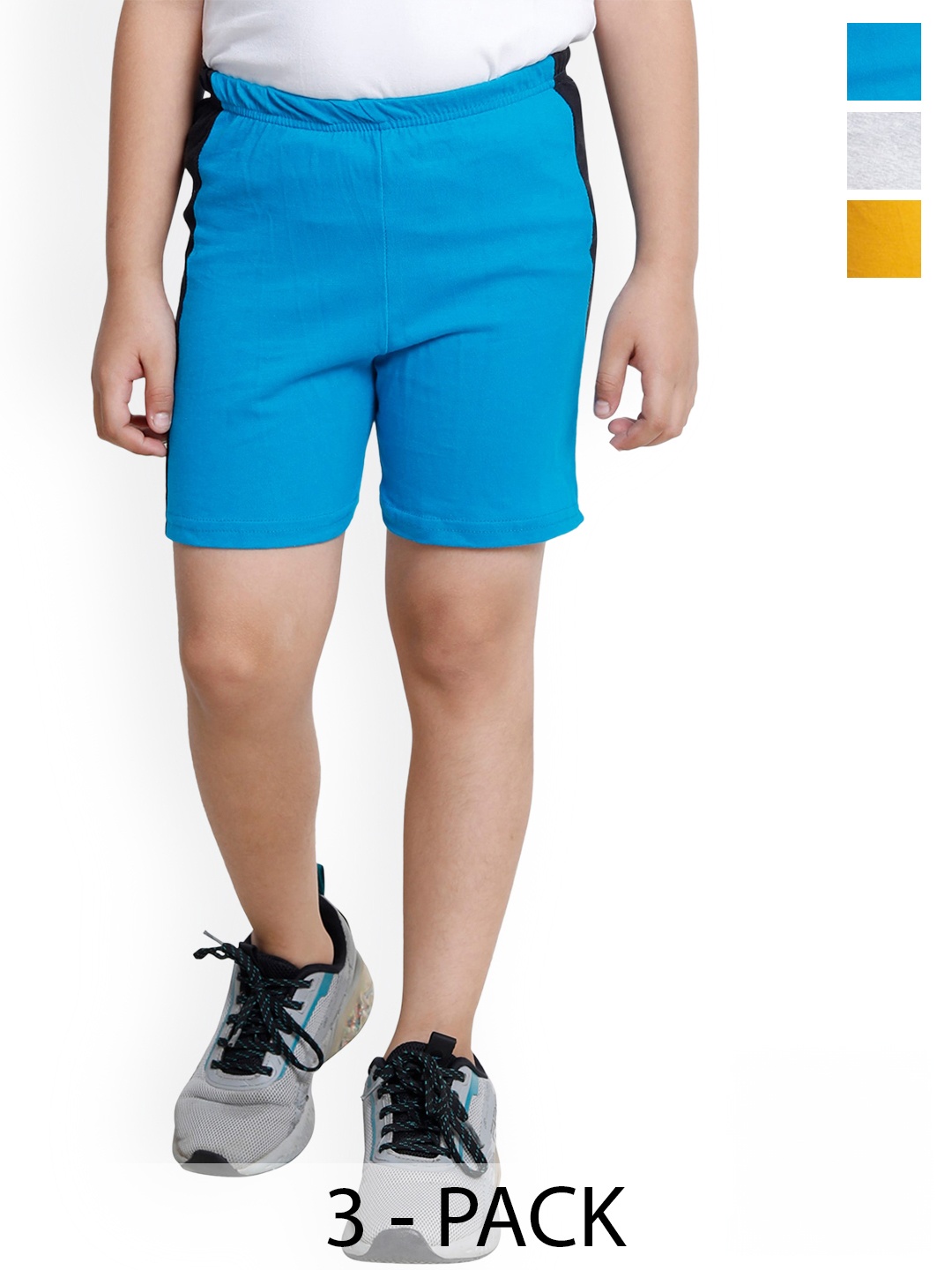 

BAESD Boys Pack of 3 High Rise Pure Cotton Shorts, Blue