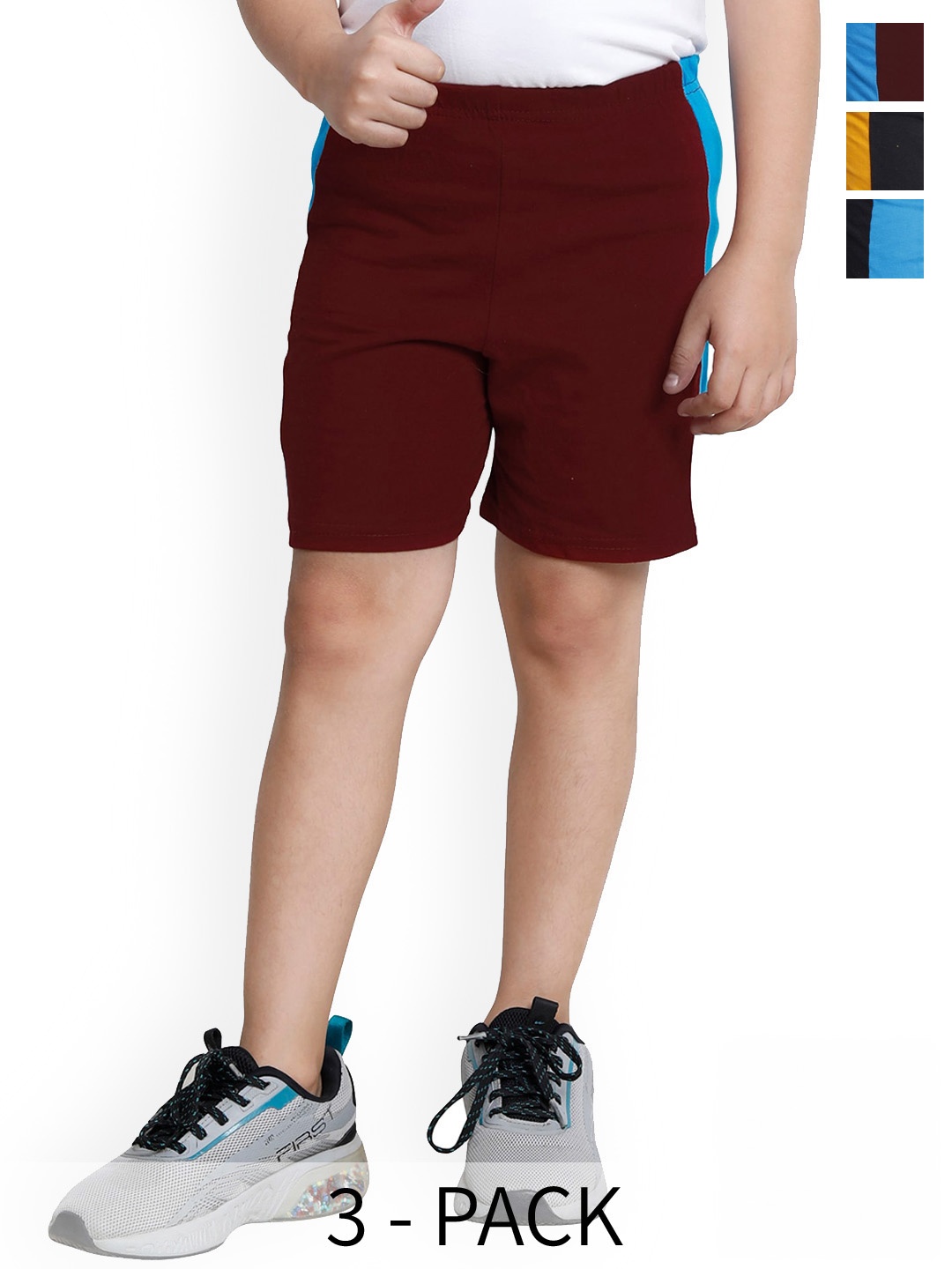 

BAESD Boys Pack of 3 High Rise Pure Cotton Shorts, Maroon