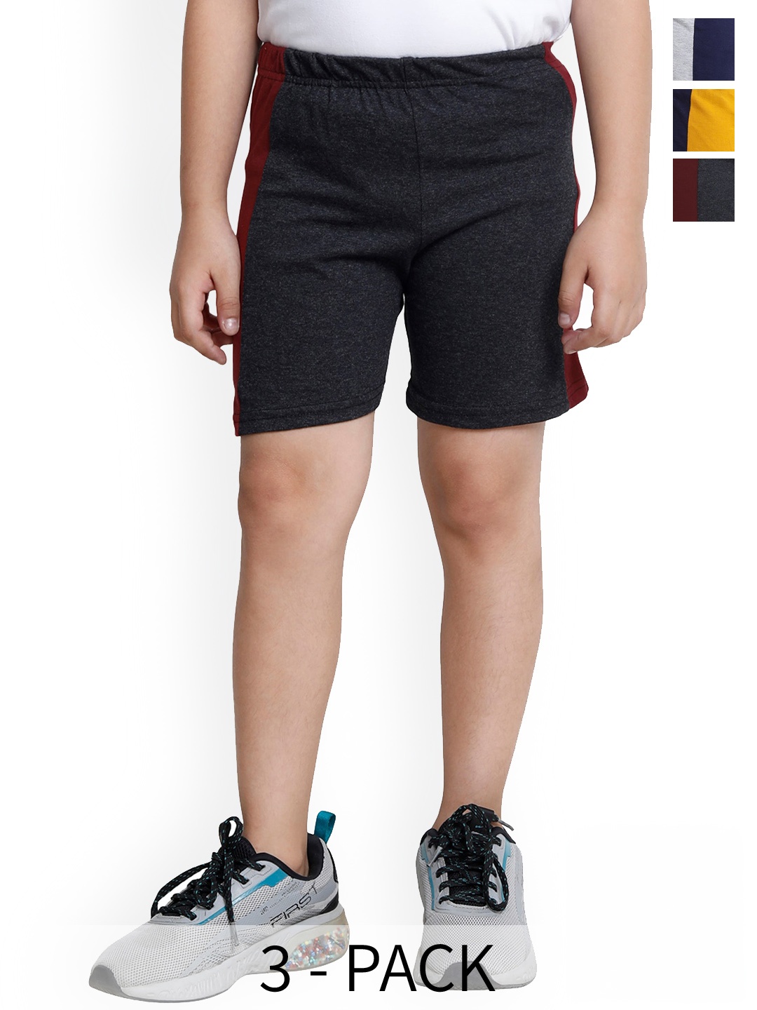

BAESD Boys Pack of 3 High Rise Pure Cotton Shorts, Charcoal