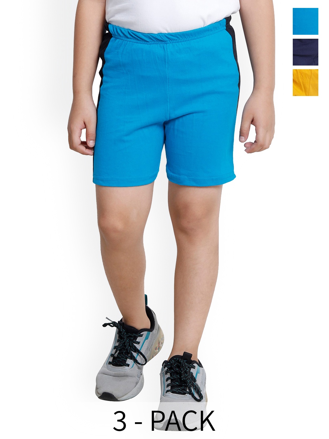 

BAESD Boys Pack of 3 High Rise Pure Cotton Shorts, Blue
