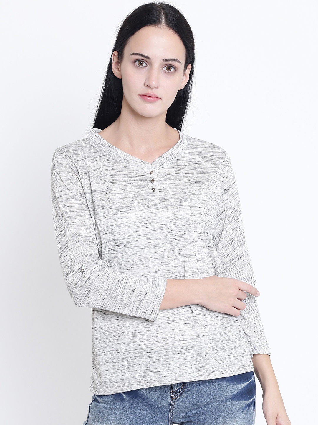 

Crimsoune Club V-Neck Three-Quarter Sleeves Sweatshirts, Grey