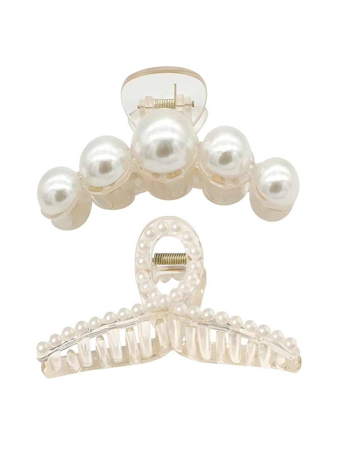 

ANNA CREATIONS Set Of 2 Studded Claw Clips, White