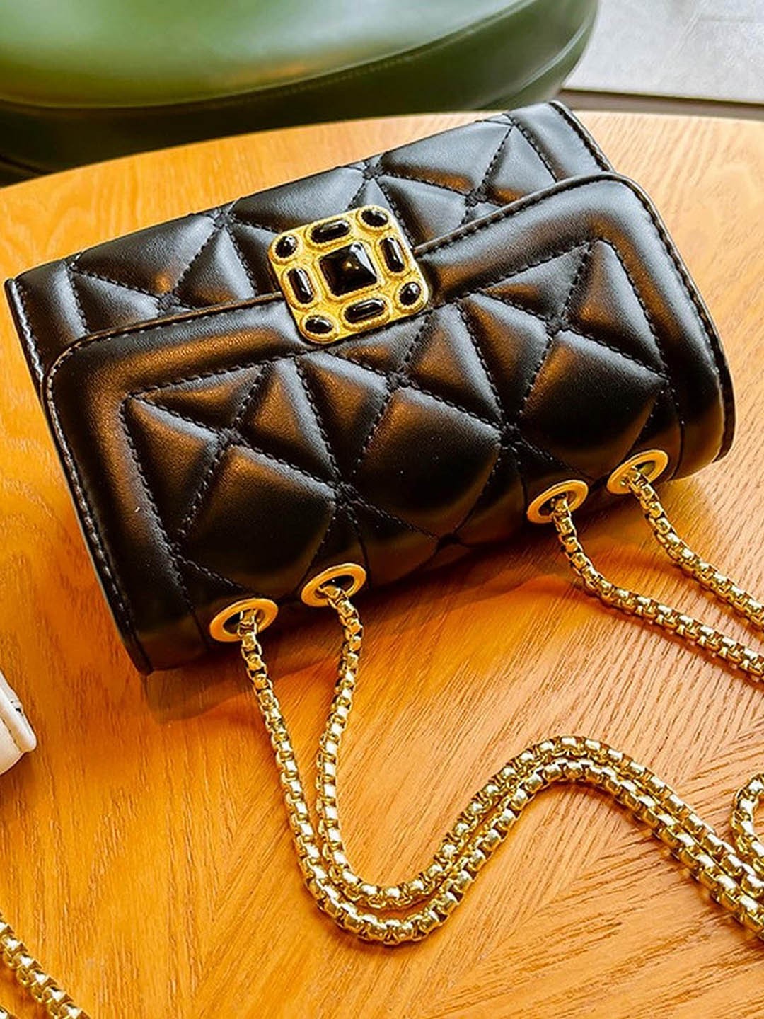 

Diva Dale Textured Structured Sling Bag, Black